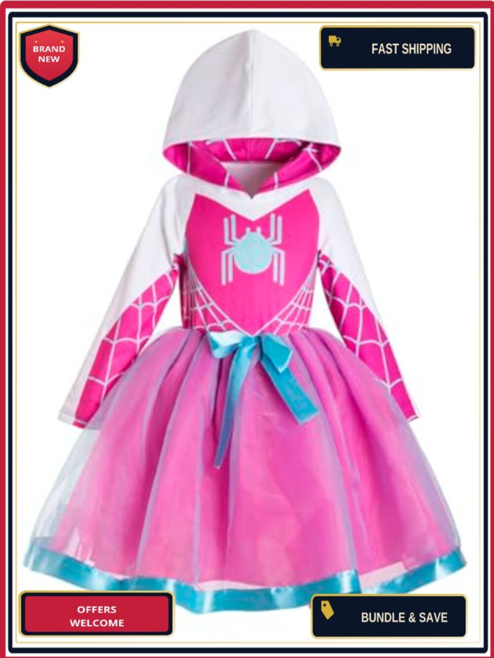 Girls Spider Web Tulle Tutu Ruffle Princess Dress Birthday Party